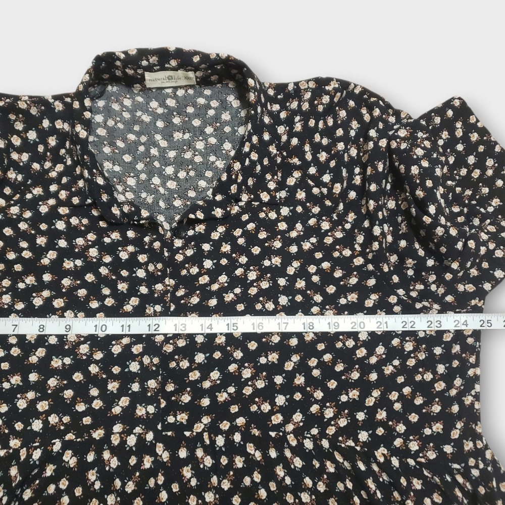Natural Life Rebecca Tiered Midi Dress Ditsy Floral Black XXL Cottage Boho - Picture 8 of 10